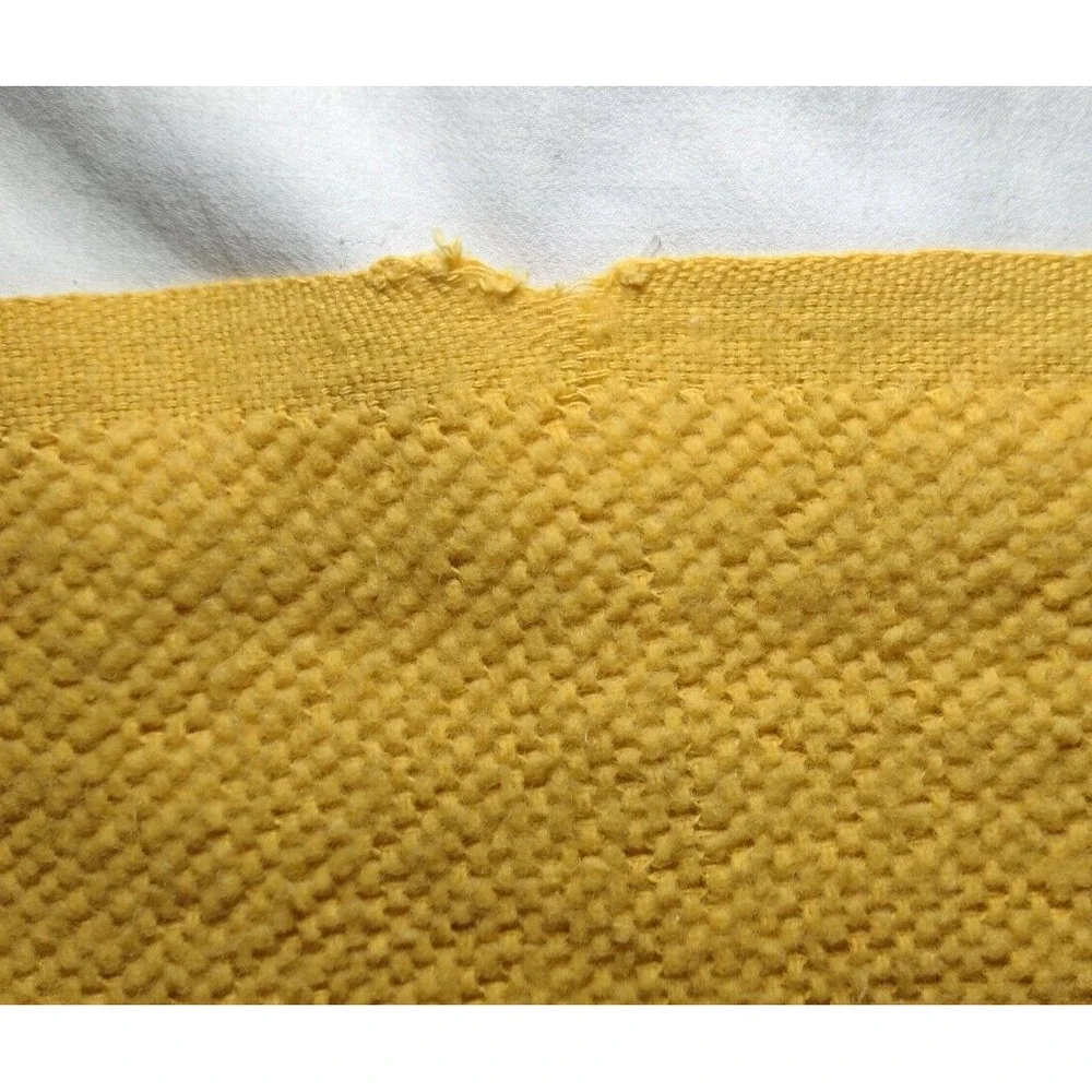 Vtg Thermal Blanket Embroidered Satin‎ Edge Golden Yellow Double 80x85